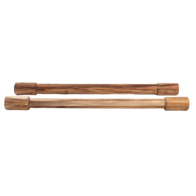 Set of two handcrafted 24-inch acacia wood rolling pins with fixed handles for precise dough rolling, ideal for Kitchen & Food, Cookware, Baking Supplies, Best Sellers, and Promo Eligible collections.