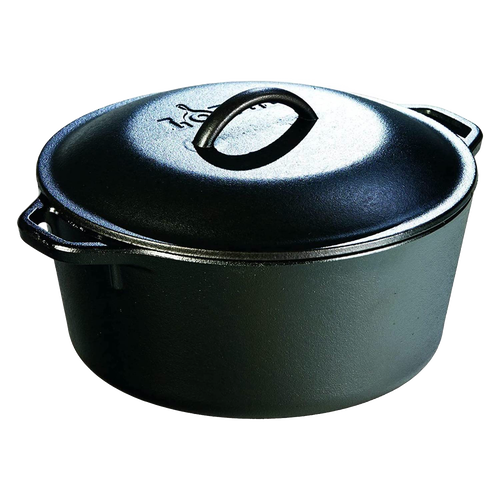 Heavy-duty cast iron Dutch oven with a fitted lid, handcrafted in USA for long-lasting durability, perfect for slow-cooked meals; ideal for Kitchen & Food, Cookware, Cast Iron collections.