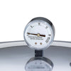 Close-up of a round pressure gauge on a metal lid with clear psi markings and a caution note, featured in Kitchen & Food, Canning, Pressure Canners, and Best Sellers collections.