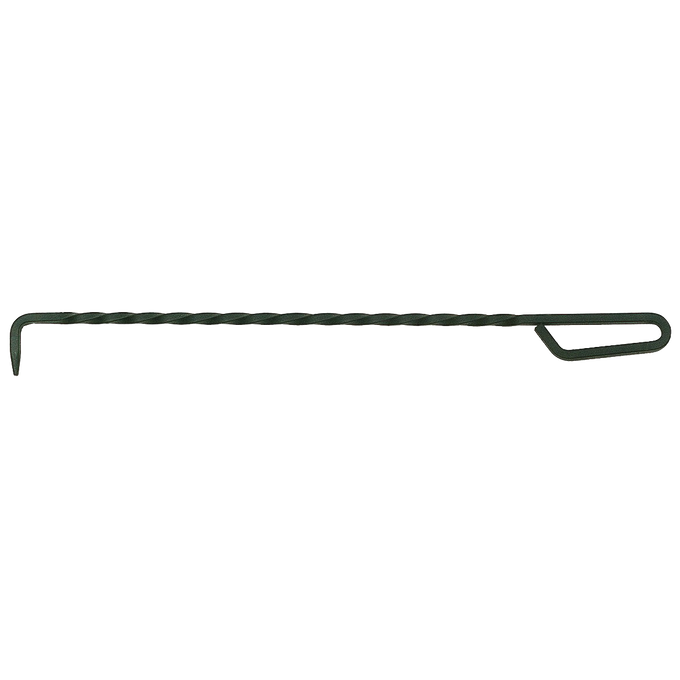Long, handcrafted steel fire poker with a loop handle, Amish made in USA, designed for safely moving logs and stirring embers, featured in Hearth Accessories and Best Sellers collections.