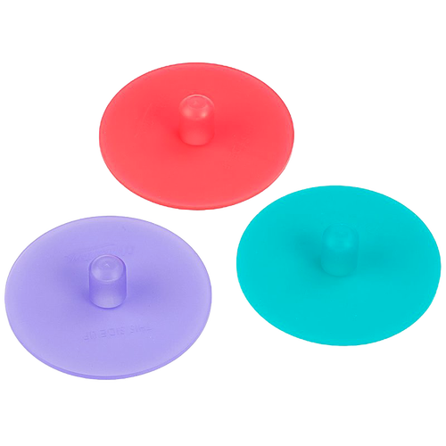 Set of three vibrant, BPA-free silicone fermentation lids in red, purple, and teal, dishwasher safe and ideal for small-batch fermenting in Kitchen & Food and Farm, Garden & Tool collections.