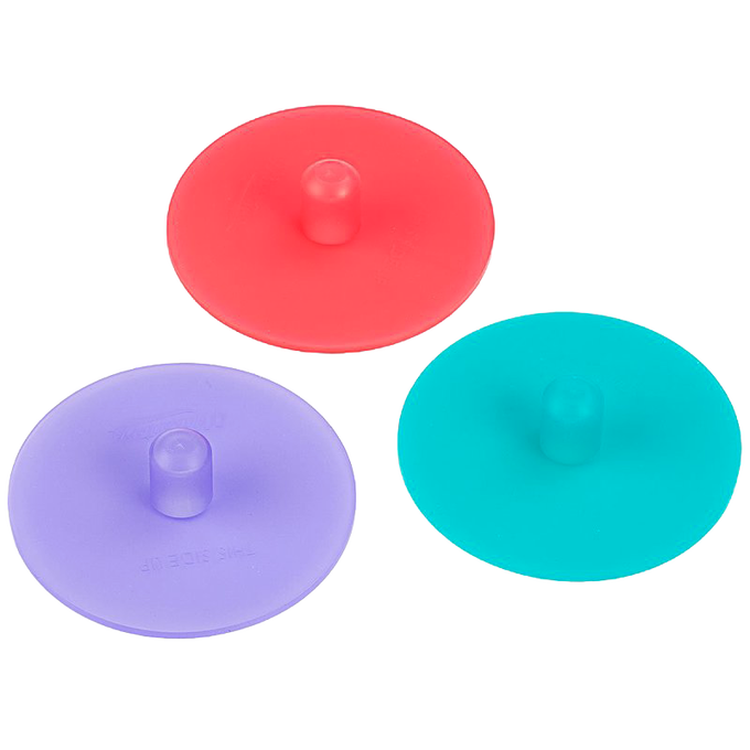 Set of three vibrant, BPA-free silicone fermentation lids in red, purple, and teal, dishwasher safe and ideal for small-batch fermenting in Kitchen & Food and Farm, Garden & Tool collections.