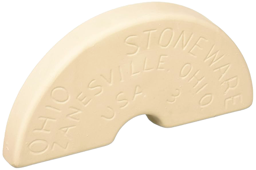 Handcrafted ceramic stoneware weight made in USA with embossed lettering, designed to fit numbered crocks for keeping food submerged during fermenting in Kitchen & Food and Food Preservation collections.
