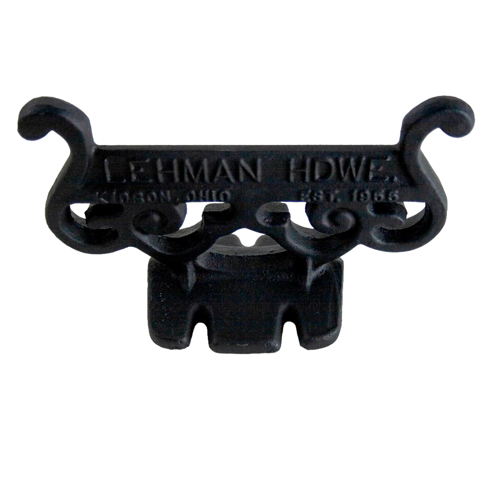 Handcrafted glossy black cast aluminum boot scraper with vintage scroll design, Amish made in USA, durable and rustproof, ideal for Home & Decor and Household Helpers collections.