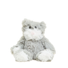Soft gray and white plush weighted animal heated in the microwave for soothing comfort, ideal for Health & Wellness, Children's Toys, and Indoor Play collections.
