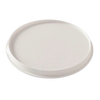 Plain white round microwave-safe plate with a slightly raised edge, suitable for kitchen use and compatible with various cooking and serving needs.