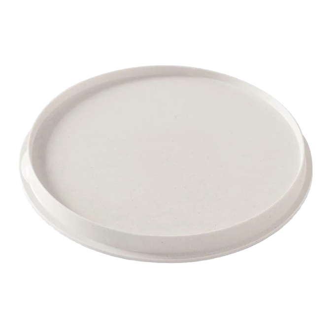 Plain white round microwave-safe plate with a slightly raised edge, suitable for kitchen use and compatible with various cooking and serving needs.