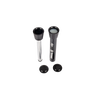 Two compact fire starting plungers with black tops and caps, one filled with tinder, designed for reliable use in camping, emergency supplies, and farm tool collections.
