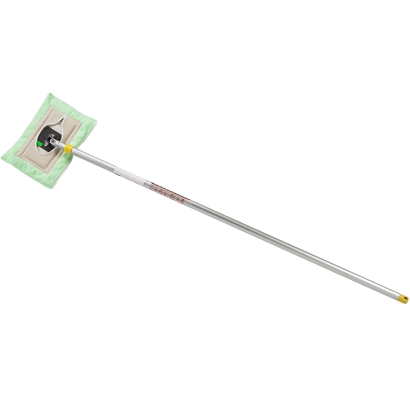 Handcrafted wall cleaning mop with an extendable metal handle and a washable flat mop head, designed for easy use in household cleaning, part of Amish Made and USA Made collections.