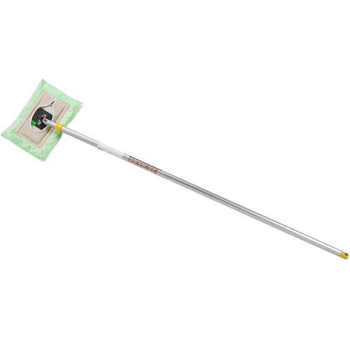 Handcrafted wall cleaning mop with an extendable metal handle and a washable flat mop head, designed for easy use in household cleaning, part of Amish Made and USA Made collections.