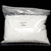 Clear resealable plastic bag containing 8 ounces of white stearic acid flakes used to strengthen and improve quality in candle making, featured in candles and soapmaking supplies.
