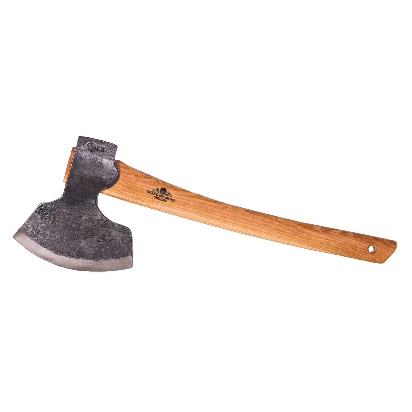 Hand-forged broad axe with double-sided knife grind edge and wooden handle, designed for timber work and log building, featured in Farm, Garden & Tool and Wood Cutting collections.