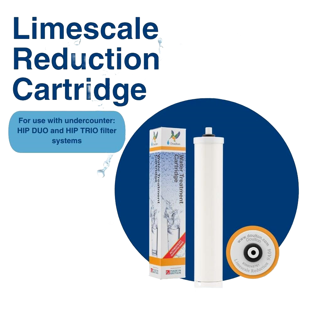 Cylinder-style limescale reduction cartridge for installation in water filtration systems, designed to protect appliances and improve water taste, featured in Appliances and Water Heating and Treatment collections.