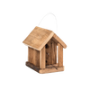 Handcrafted rustic wooden birdhouse with a pitched roof and metal hanger, made in USA by Amish artisans, perfect for Farm, Garden & Tool and Animal Care collections.