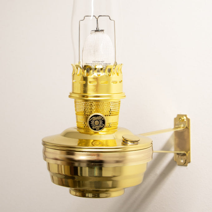 Handcrafted solid brass wall-mounted oil lamp with a protective mantle glass, designed for bright, reliable lighting in Farm, Garden & Tool, Lamps & Lighting, and Emergency Supplies collections.