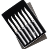 Set of six handcrafted serrated steak knives with sleek stainless steel handles, ideal for food prep and kitchen tool collections including Farm, Garden & Tool and Kitchen Knives.