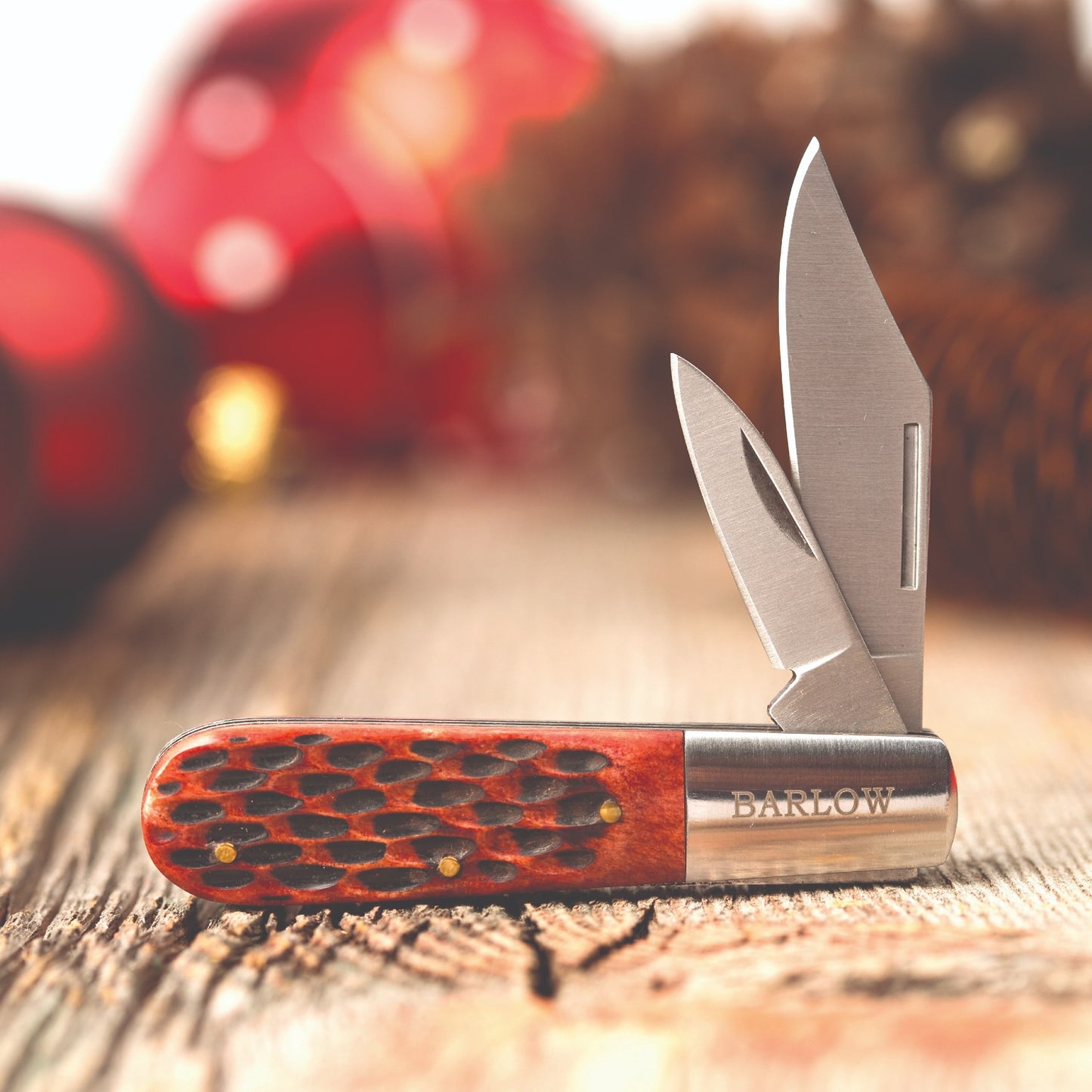 Old-fashioned Barlow pocket knife with textured bone handle and two open stainless blades, a durable multi-use tool featured in Farm, Garden & Tool and Pocket Knives collections.