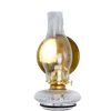 Clear glass oil lamp with a polished solid brass reflector behind the chimney, designed to enhance light projection, crafted in USA and part of lamps, oil lamps, and best sellers collections.