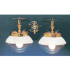 Handcrafted twin wall gas lights with brass finish and frosted glass shades, providing bright, low-maintenance illumination ideal for Lamps & Lighting and Gas Lights collections.