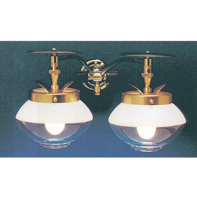 Handcrafted twin wall gas lights with brass finish and frosted glass shades, providing bright, low-maintenance illumination ideal for Lamps & Lighting and Gas Lights collections.