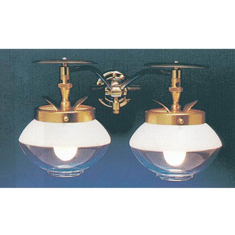 Handcrafted twin wall gas lights with brass finish and frosted glass shades, providing bright, low-maintenance illumination ideal for Lamps & Lighting and Gas Lights collections.