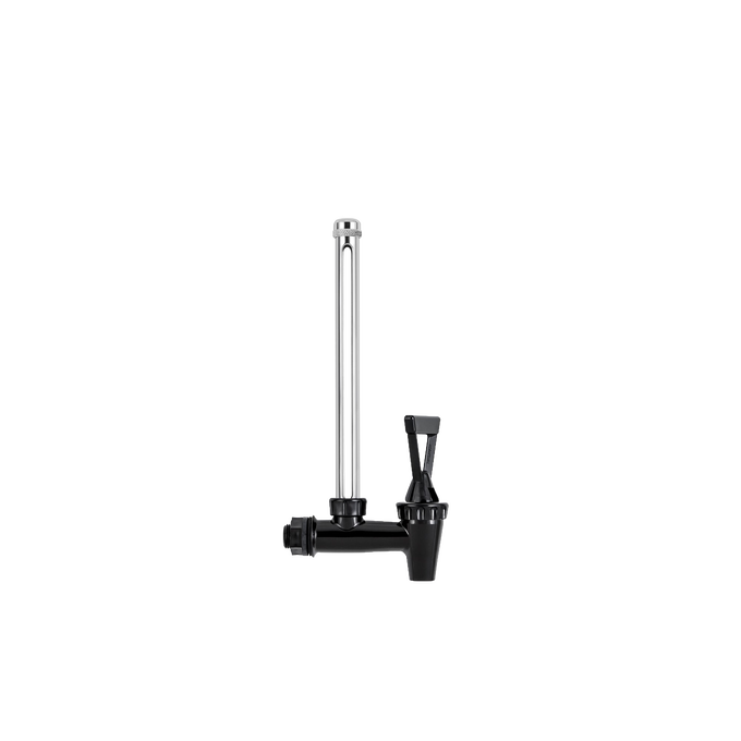 Sight glass spigot with clear vertical tube and black plastic valve, designed for quickly reading water levels in Berkey water filters, featured in Appliances and Water Heating collections.