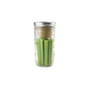 Clear glass wide-mouth jar featuring a handcrafted divider cup separating fresh celery stalks and a beige dip, perfect for Kitchen & Food, Storage and Serving, and USA Made collections.