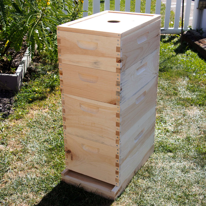 Handcrafted Amish made wooden hive box featuring a notched inner cover with center hole for ventilation, designed to control moisture and airflow in 8-frame beekeeping hives, USA Made, ideal for Farm, Garden & Tool and Beekeeping Supplies collections.