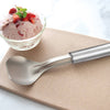 Stainless steel ice cream scoop with a stub-nose end and sturdy ridge designed to easily serve hard ice cream, featured in Kitchen & Food, Specialty Equipment, and USA Made collections.