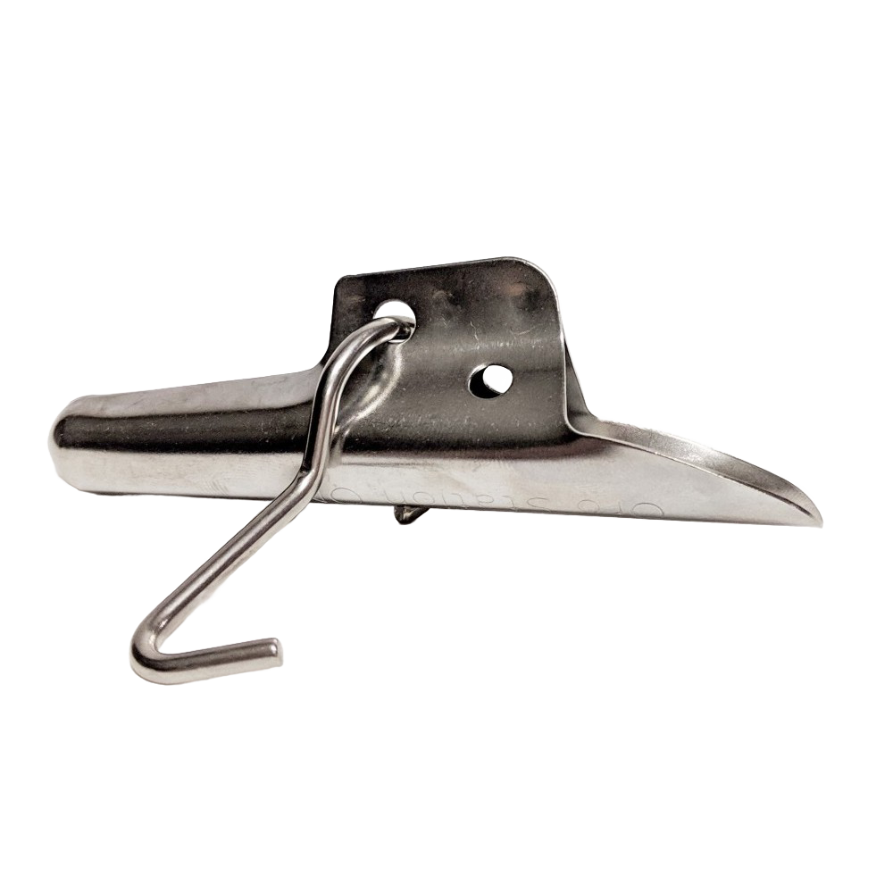 Heavy-duty stainless steel bucket spile with hook designed for hanging collection buckets during tree tapping, durable for multiple seasons, ideal for Farm, Garden & Tool, Orchard and Grove, Maple Syrup Sugaring Supplies, Best Sellers, and Promo Eligible collections.