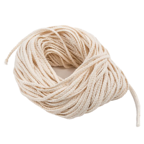 Natural cotton flat-braid wick in a coiled bundle, ideal for lamps and candlemaking supplies, featured in Best Sellers and Promo Eligible collections.