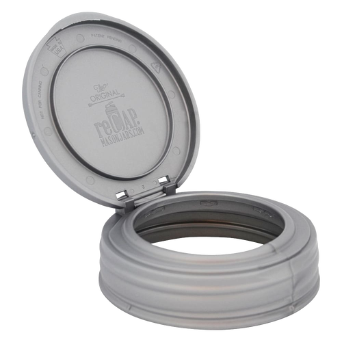 Handcrafted gray flip top lid for regular mouth jars made in USA, designed for easy access in Home & Decor, Kitchen Gadgets, Kitchen Accessories, and Storage and Serving collections.