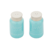 Handcrafted ceramic salt and pepper shaker set with a vibrant blue mason jar design, featuring white lids, ideal for Kitchen & Food, Dinnerware, and Kitchen Accessories collections.