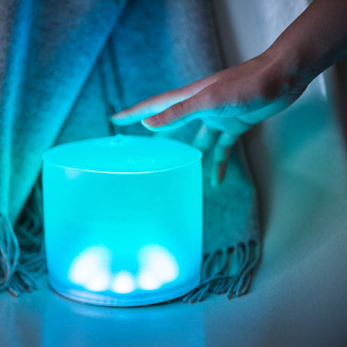 Handcrafted inflatable solar LED light glowing in a serene blue shade, perfect for eco-friendly lighting in camping, emergency supplies, farm, garden, and lamps & lighting collections.