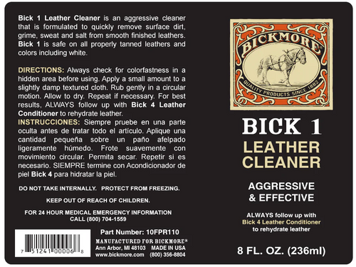 Bickmore Bick 1 Leather Cleaner – 8 oz