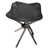 Black three-legged folding camping stool with sturdy fabric seat and metal legs, designed for easy transport and outdoor use in farming, gardening, and camping activities, featured in Farm, Garden & Tool and Camping collections.