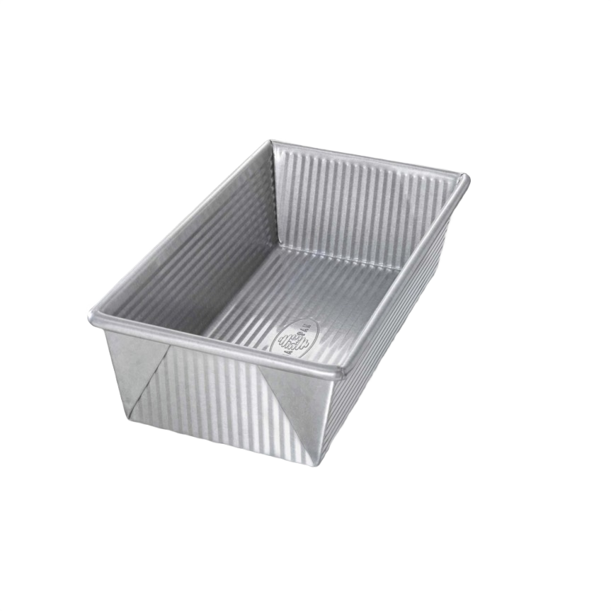 Handcrafted non-stick aluminized steel loaf pan with corrugated walls for improved air circulation, made in the USA, featured in Kitchen & Food, Cookware, Baking Supplies, and Bread Making collections.