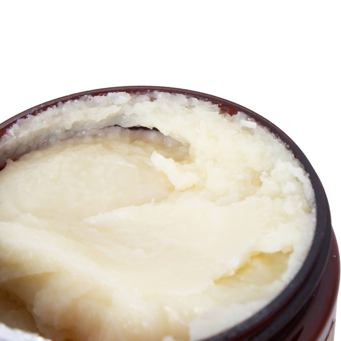 Close-up of creamy white pure palm oil in a brown container, used for soapmaking, featured in Health & Wellness, Soaps and Soapmaking, Soapmaking Supplies, USA Made, Best Sellers, and Promo Eligible collections.