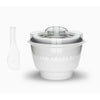 White ice cream maker bowl and clear lid with matching white spatula designed for use with stand mixers, perfect for Kitchen Gadgets, Specialty Equipment, and Making Ice Cream collections.