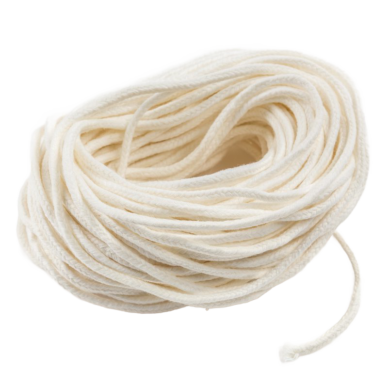 Coiled natural cotton braided candle wick, handcrafted for use with pillar and taper candles, featured in Candlemaking Supplies, Lamps & Lighting, and Best Sellers collections.