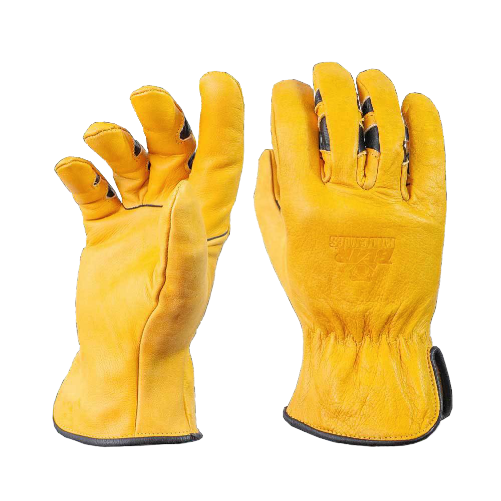 Pair of handcrafted yellow cowhide driver gloves with ergonomic extreme curved fingers and patented double wedge design, crafted for durability in Health & Wellness, Farm, Garden & Tool, Hand Tools and Hardware, Clothing and Accessories, Best Sellers, and Promo Eligible collections.
