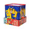 Brightly painted handcrafted pop-up tin box featuring a colorful jester and playing Pop Goes the Weasel, part of Toys, Children's Toys, Indoor Play, and Best Sellers collections.