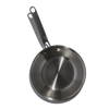 Top-down view of a handcrafted fully clad stainless steel fry pan with riveted handle, designed for even heat distribution, featured in Kitchen & Food, Cookware, and Best Sellers collections.