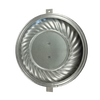 Round galvanized steel flue cover with a textured swirl pattern, designed for sealing unused fireplace flue openings, made in USA, suitable for Stoves and Hearth Accessories collections.