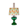 Handcrafted oil lamp featuring an Ohio-made emerald glass base and a shatterproof sunflower-patterned shade, perfect for Farm, Garden & Tool and Lamps & Lighting collections.