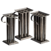 Set of three handcrafted tin molds with multiple cylindrical cavities and sturdy handles, designed for creating tapered candles, ideal for Candlemaking Supplies and Lamps & Lighting collections.
