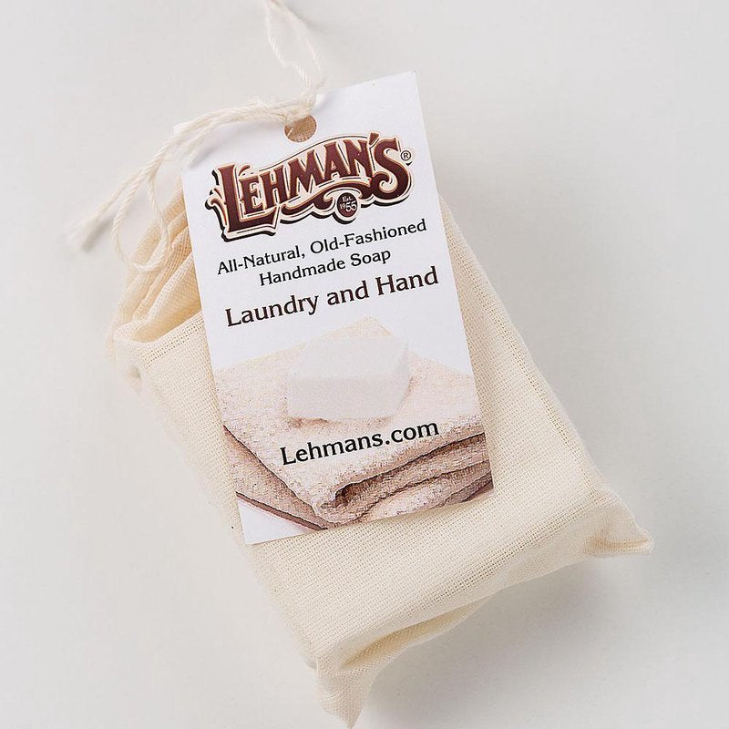 Natural all-purpose handmade soap bar wrapped in a soft cloth bag with a rustic tag, ideal for Health & Wellness, Grooming, Soaps, and USA Made collections.