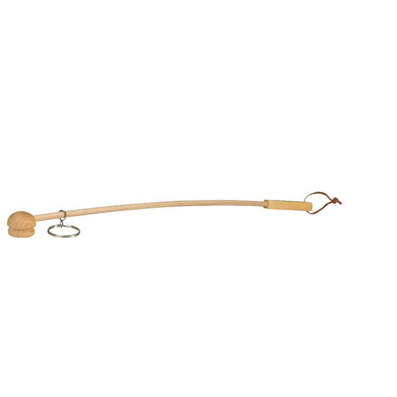 Long handcrafted applicator with three replaceable pads and a slightly curved wooden handle designed for easy lotion application to hard-to-reach back areas, featured in Health & Wellness collections.