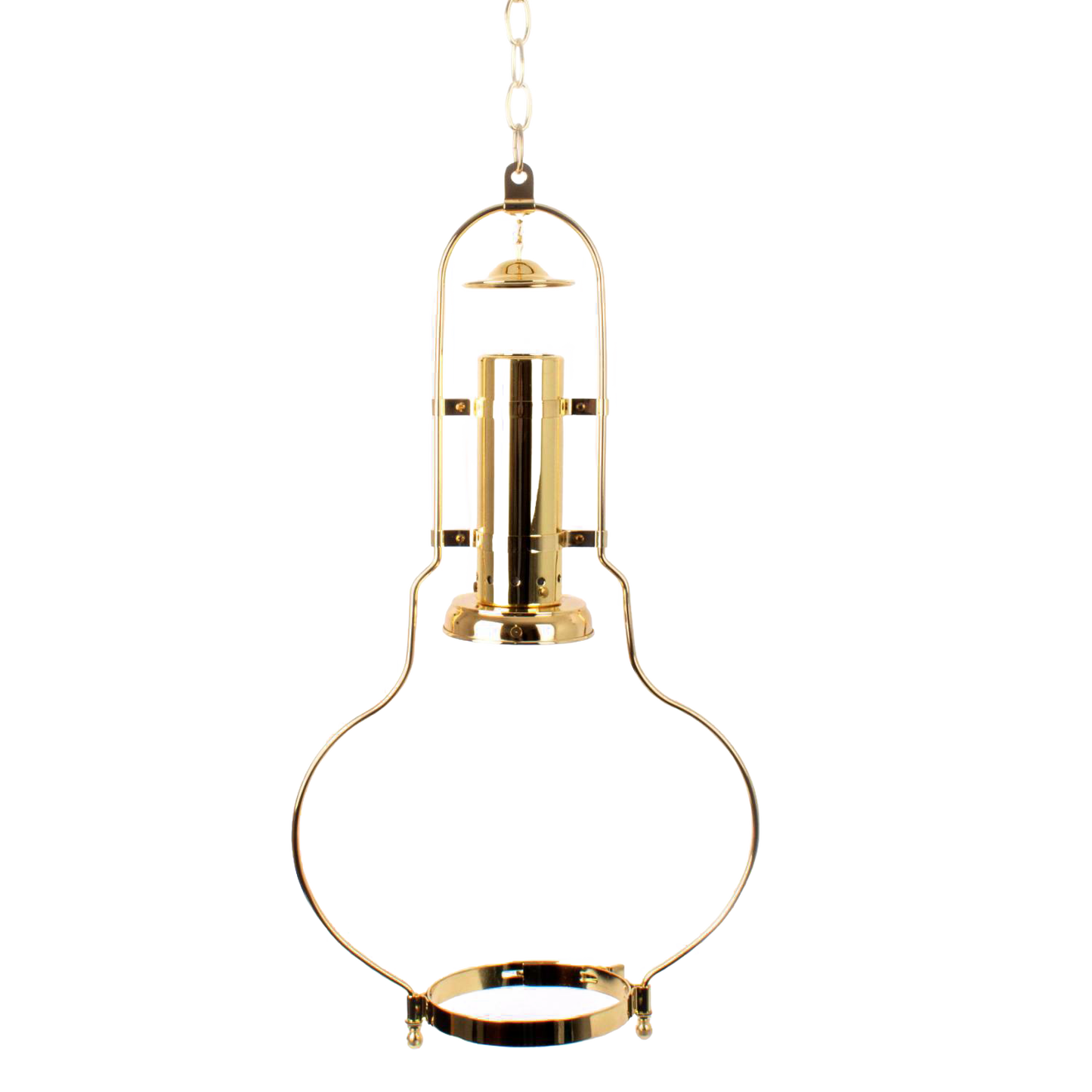 Gleaming brass replacement hanging lamp frame designed for 12" Aladdin 210 series shades, suitable for Lamps & Lighting, Parts and Accessories, and Best Sellers collections.