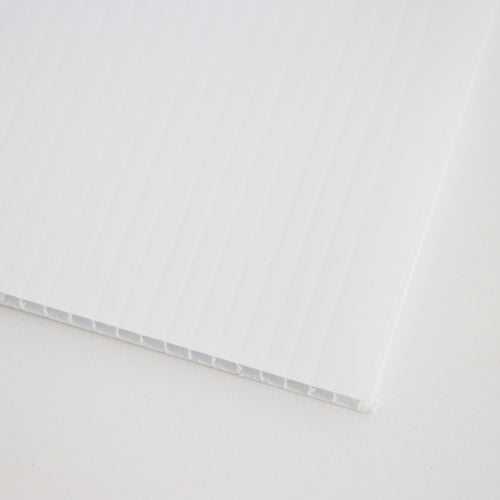 Close-up of a white Coroplast board crafted in the USA, Amish made, designed to slide easily into 5-frame hive screen bases for monitoring mites, featured in beekeeping and farm tool collections.